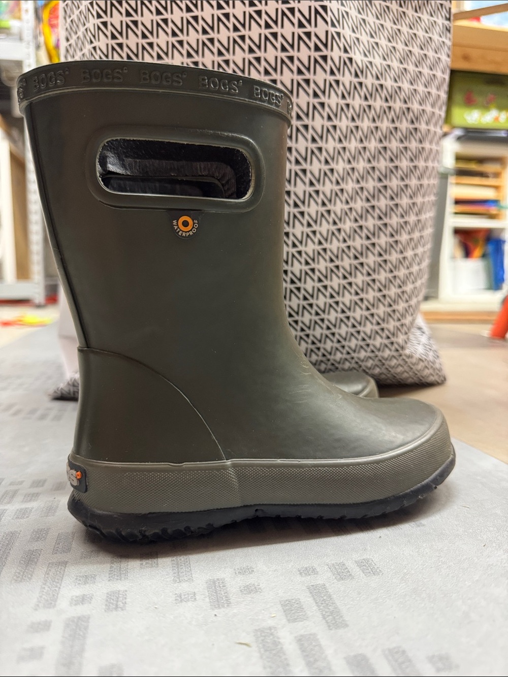 Bogs Kids Olive Green Waterproof Handle Rain Boots